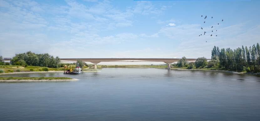 Impressie van ontwerpvoorstel brug Pannerdensch Kanaal